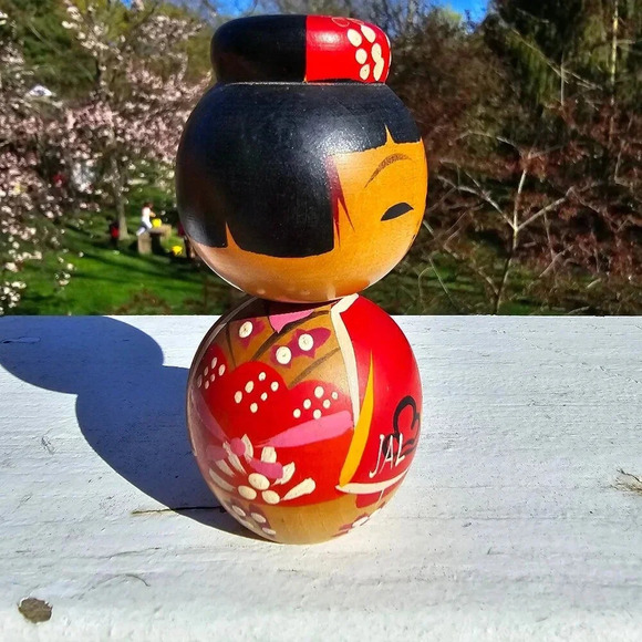 VTG Japanese Bobble Heads KOKESHI Wood Dolls Toys Hand Painted Kimono Craft - Picture 10 of 14